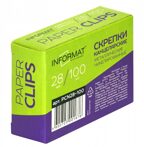 Скрепки 28 мм 100 шт., классические, никелированные, арт. PCN28-100, производитель ФАРМ, ISBN 460-2-72300-167-6, № 3