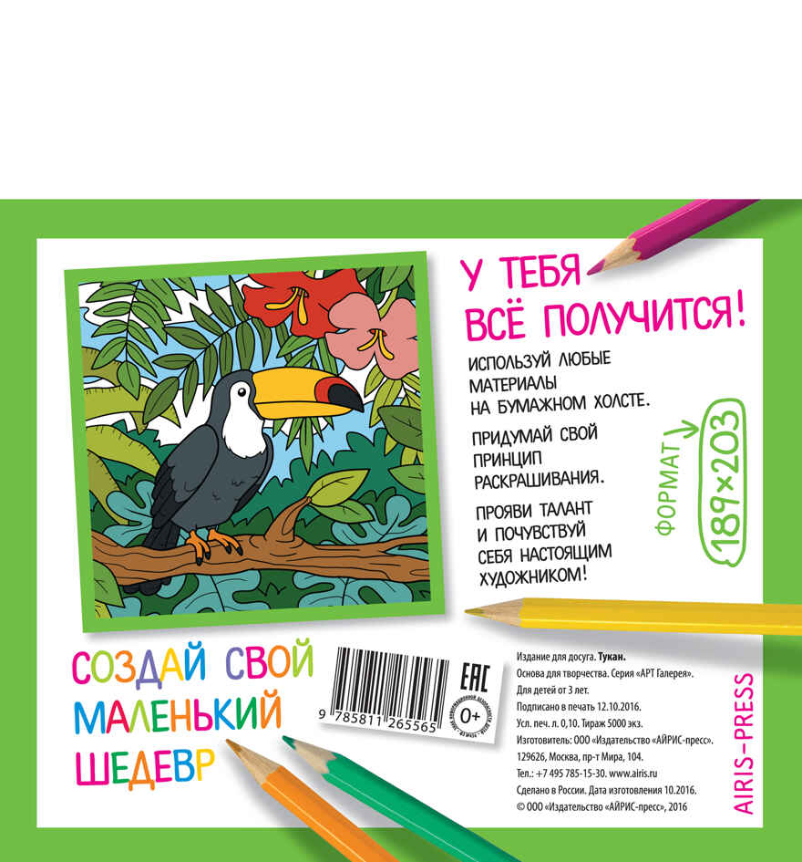 Основа для творчества малая. Тукан. АРТ Галерея, производитель Айрис-пресс , ISBN 978-5-81126-556-5, № 2