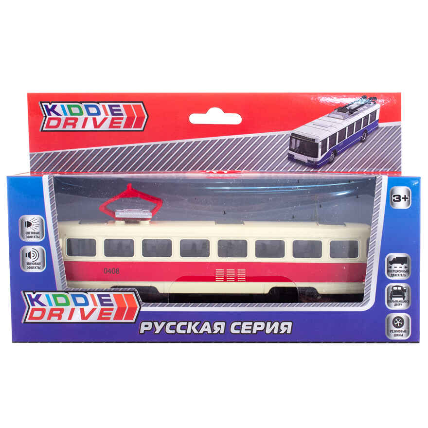 Общественный транспорт KiddieDrive, красный инерционный механизм, свет/звук, арт. 1901013_2, производитель KiddieDrive, ISBN 460-7-80753-582-5, № 1