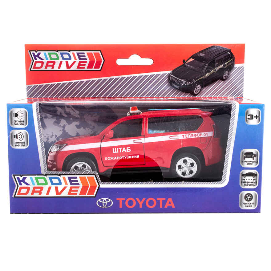 Модель автомобиля Toyota Prado, пожарный красный, инерционный механизм, свет/звук, арт. 1901018_3, производитель KiddieDrive, ISBN 460-7-80753-564-1, № 2