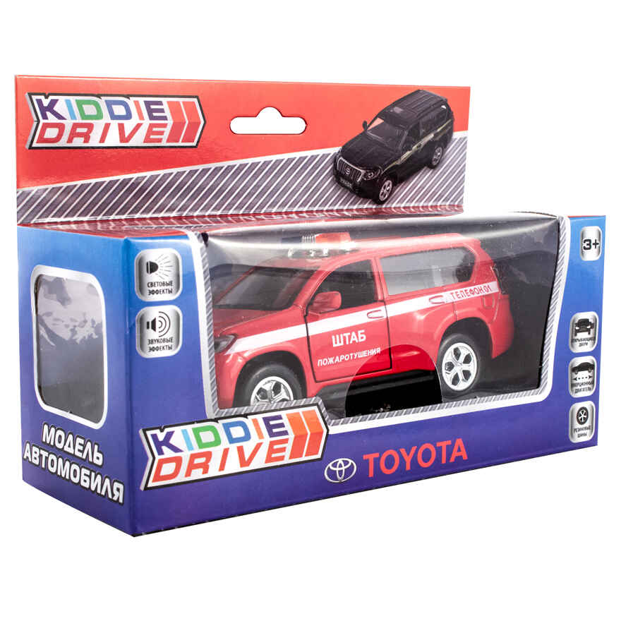 Модель автомобиля Toyota Prado, пожарный красный, инерционный механизм, свет/звук, арт. 1901018_3, производитель KiddieDrive, ISBN 460-7-80753-564-1, № 1