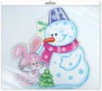 *ФМ-14457 Плакат вырубной А4 В ПАКЕТЕ. Зайчик со снеговиком (Уф-лак), производитель Сфера ТЦ , ISBN 463-0-11202-363-3, № 1