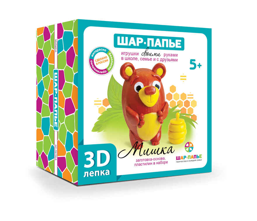 Набор ШАР-ПАПЬЕ Мишка 3D лепка, арт. В0268М, производитель ШАР-ПАПЬЕ, ISBN 462-0-76781-275-1, № 1