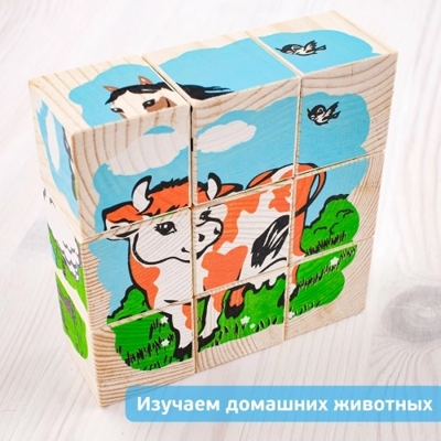 Кубики Домашние животные 9 шт., арт. 4444-3, производитель Томик, ISBN 460-7-05756-036-3№ 3