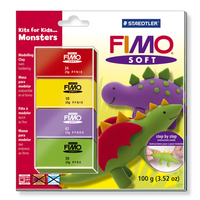 FIMO Soft наб.д/детей &quot;Монстры&quot; 4цв.х25 г, с инструкц, производитель Staedtler (Стайтлер), ISBN 400-6-60800-158-2, № 1