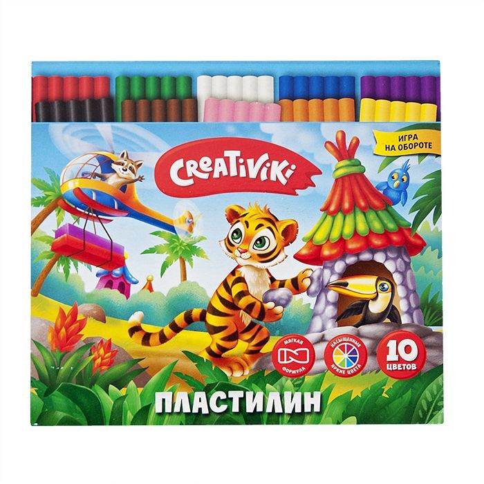 Пластилин Creativiki 10 цветов, 150 г со стеком, арт ПЛ10КР, производитель ФАРМ, ISBN 460-2-72310-048-5, № 1