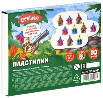 Пластилин Creativiki 10 цветов, 150 г со стеком, арт ПЛ10КР, производитель ФАРМ, ISBN 460-2-72310-048-5№ 4