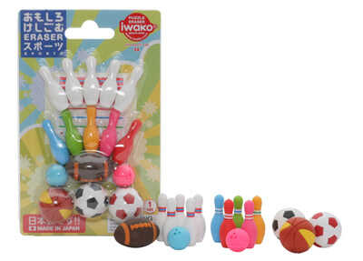 Ластики "Спорт" (блистерная упаковка), производитель IWAKO (АйВако), ISBN 499-1-68512-022-9№ 1