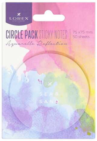 Блок самоклеящийся LOREX CIRCLE PACK 75х75 мм, 50 листов, 2 дизайна, арт. LXSNCP-AQR, производитель ФАРМ, ISBN 460-2-72314-773-2№ 3