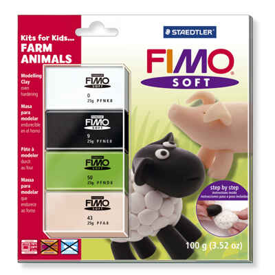 Fimo Soft - набор для детей &quot;Ферма&quot; 4 цв.х25 г, с инструкц., производитель Staedtler (Стайтлер), ISBN 400-6-60800-160-5№ 1