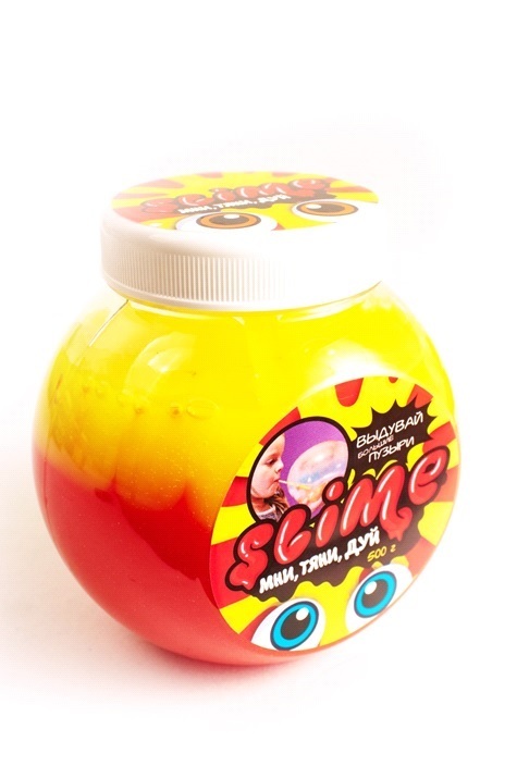 Slime Mega Mix 500 грамм, желтый + клубничный, арт. S500-2, производитель Волшебный мир, ISBN 463-0-03550-223-9, № 1
