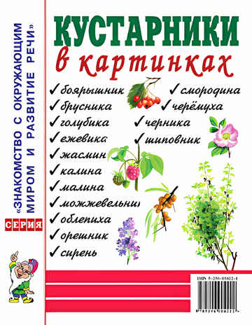Кустарники в картинках. Наглядное пособие для педагогов, логопедов, воспитателей и родителей, производитель Гном , ISBN 978-5-00160-786-1№ 1