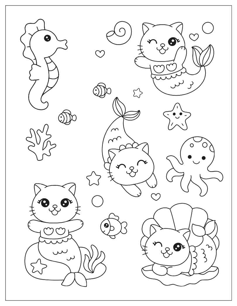 Кавайные котики (Аниме-раскраски с наклейками), книги с наклейками, производитель МОЗАИКА kids , ISBN 978-5-43154-658-7, № 5