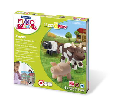 Fimo kids набор для создания украшений Ферма: 4 х 42 гр. + аксессуары., производитель Staedtler (Стайтлер), ISBN 400-7-81780-601-2, № 1