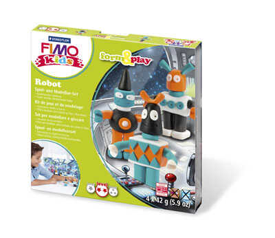 Fimo kids набор для создания украшений Робот: 4 х 42 гр. + аксессуары., производитель Staedtler (Стайтлер), ISBN 400-7-81780-605-0№ 1