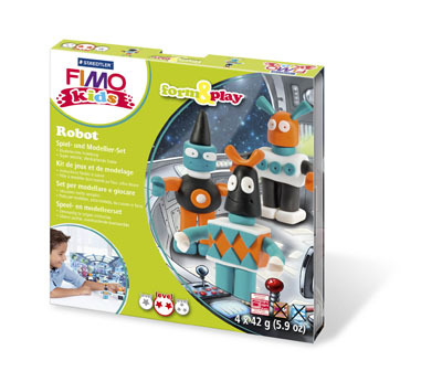 Fimo kids набор для создания украшений Робот: 4 х 42 гр. + аксессуары., производитель Staedtler (Стайтлер), ISBN 400-7-81780-605-0, № 1