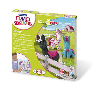 FIMO kids набор для создания украшений Пони: 4 х 42 гр. + аксессуары., производитель Staedtler (Стайтлер), ISBN 400-7-81780-615-9, № 1