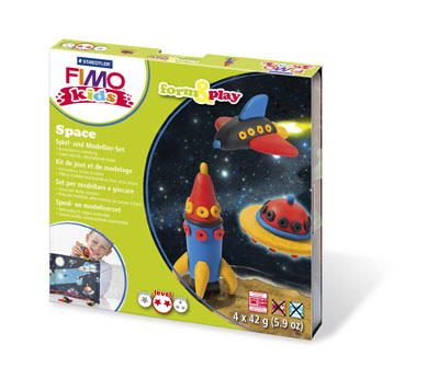 Fimo kids набор для создания украшений Космос: 4 х 42 гр. + аксессуары., производитель Staedtler (Стайтлер), ISBN 400-7-81780-617-3, № 1
