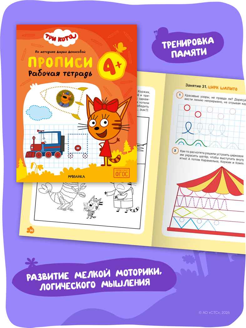Три кота. Рабочие тетради 4+. Набор из 4 книг, производитель МОЗАИКА kids , ISBN 978-5-43154-863-5, № 10