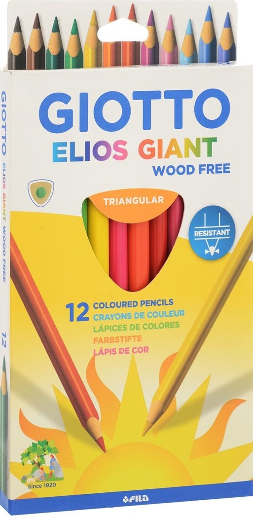 Giotto Elios Giant Утолщенные полимерные цветные карандаши, 12 шт, арт. 221500, производитель FILA S.p.A. (Фила), ISBN 800-0-82501-233-4, № 1
