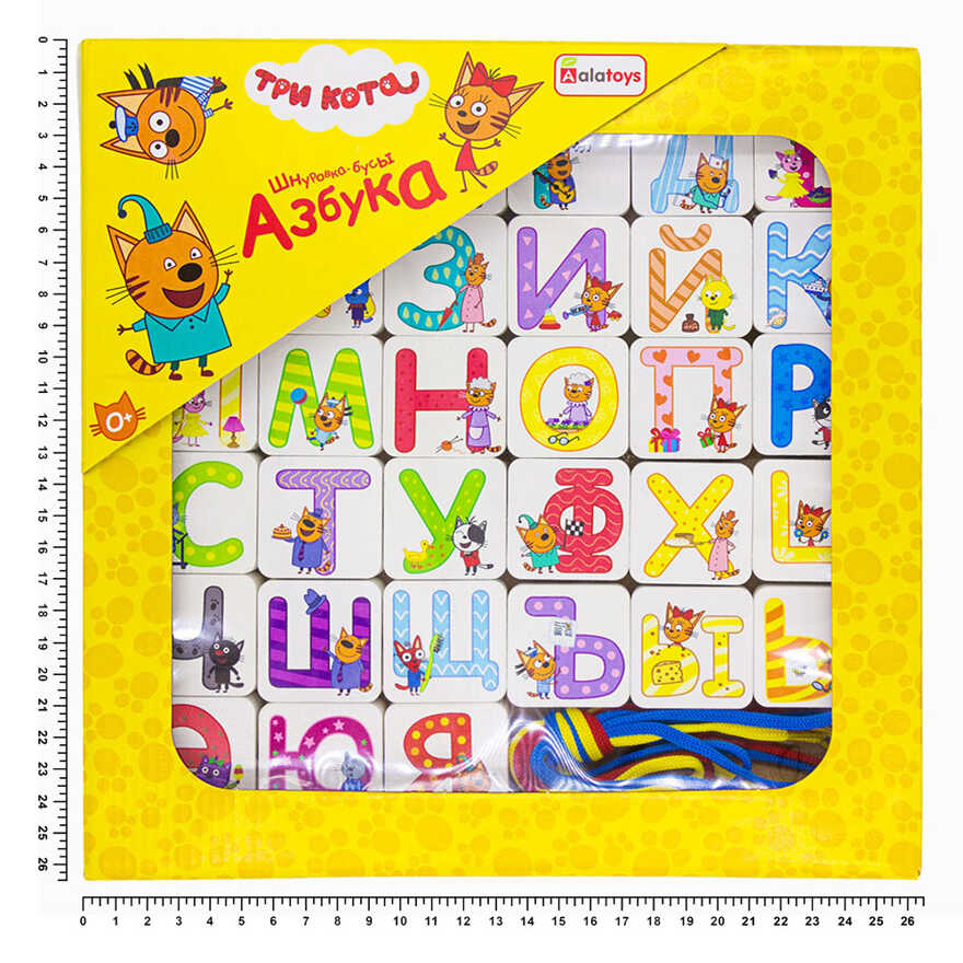 Деревянный конструктор Шнуровка азбука, 33 детали, 4 шнурка, арт. КША3302, производитель Алатойс, ISBN 467-0-00685-374-8, № 7