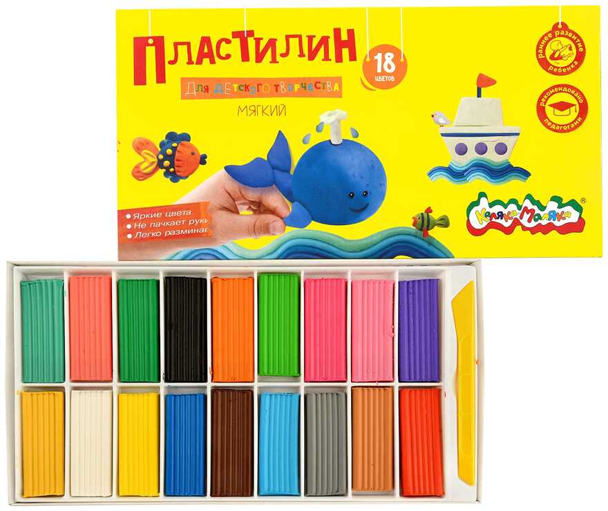 Пластилин "Каляка-Маляка" для детского творчества 18 цв. 270,0 гр., арт. ПКМ18-П, производитель ФАРМ, ISBN 460-2-72308-137-1, № 2