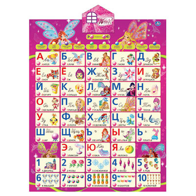 Обучающий плакат Умка Азбука. Учим с Winx 10 программ, со звуком, руссифиц. в кор., производитель Умка, ISBN 469-0-59005-250-1, № 1