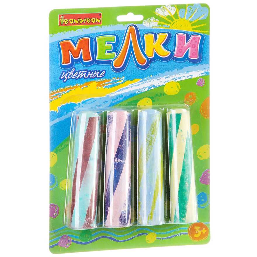 Набор мелков BONDIBON, Полосатые, 4 шт, арт. ВВ2066, производитель Bondibon (Бондибон), ISBN 489-5-13601-959-2, № 1