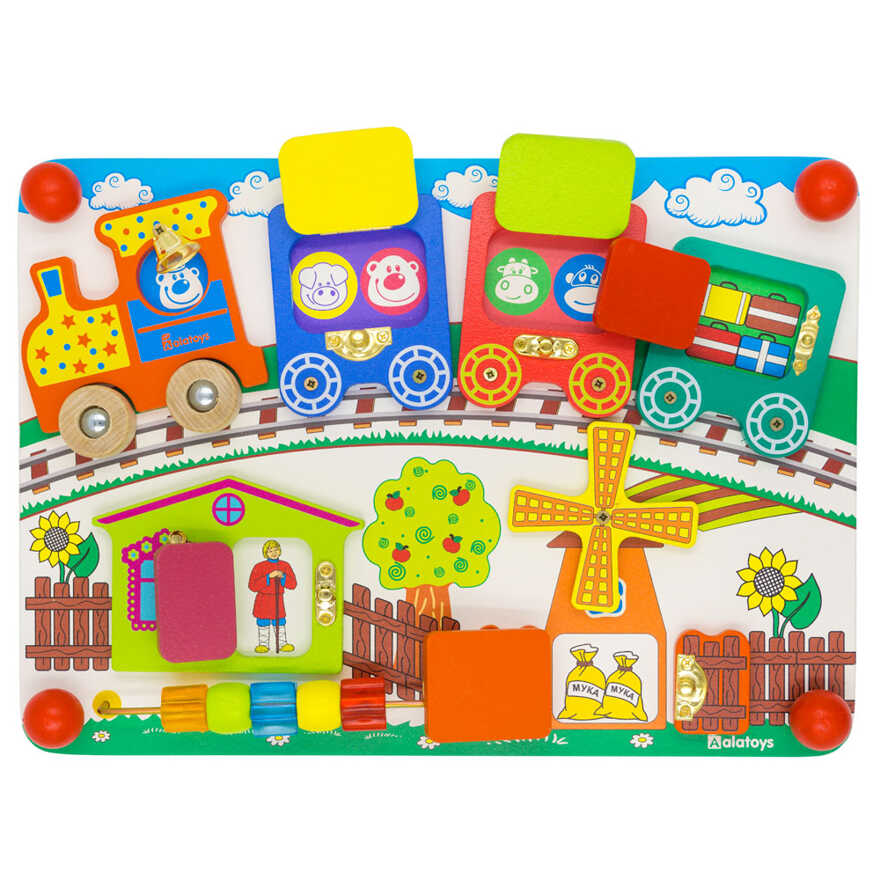 Бизиборд Вагончики, арт. ББ103, производитель Алатойс, ISBN 467-0-00685-258-1, № 1