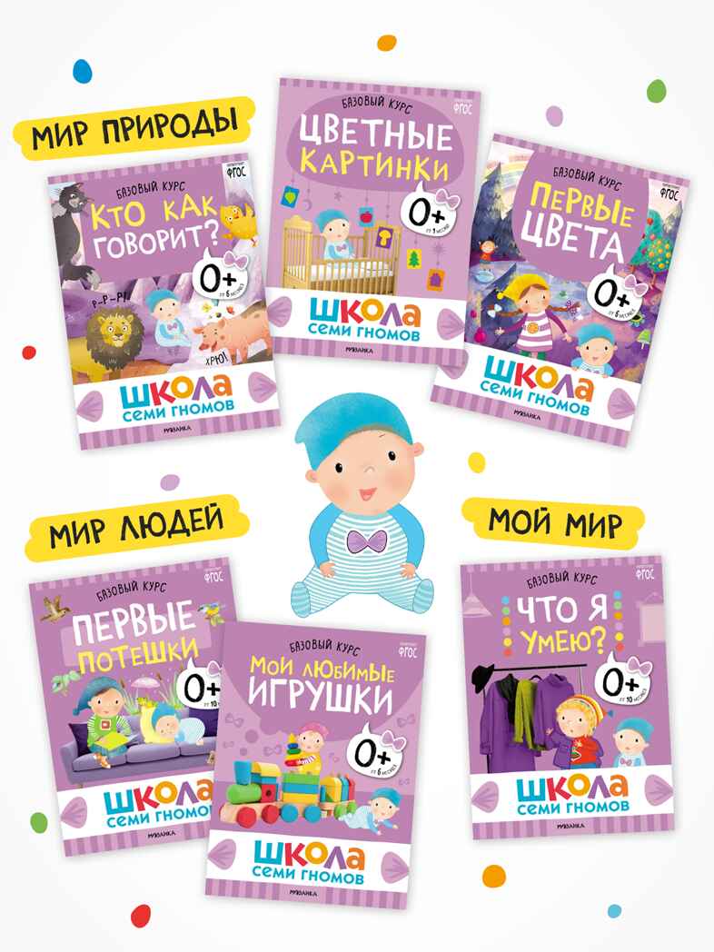 Годовой базовый курс. Комплект 0+ (Школа Семи Гномов. Базовый курс), 12 книг + развивающие материалы, производитель МОЗАИКА kids , ISBN 978-5-43154-053-0, № 7