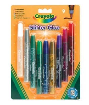 Клей с блестками 9 цветов, производитель Crayola, ISBN 501-0-06503-542-3№ 1