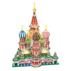 3D пазл Храм Василия Блаженного с LED-подсветкой, 224 детали, арт. L519h, производитель Cubicfun, ISBN 694-4-58820-519-5, № 1