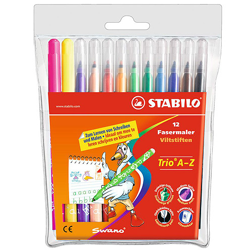 Stabilo фломастеры с трехгранной зоной обхвата Trio A-Z, 12 шт, пластик, арт. 378/1-12-01/02/03, производитель Stabilo (Стабило), ISBN 400-6-38135-564-3, № 1