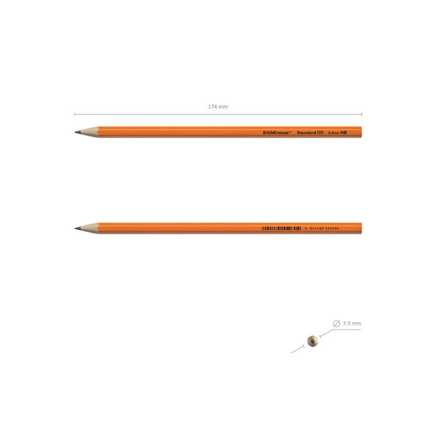 Чернографитный карандаш пластиковый  Standard 101 Orange, шестигранный, HB, арт. 55260, производитель ErichKrause® (Эрих Краузе), ISBN 404-1-48555-260-4, № 3