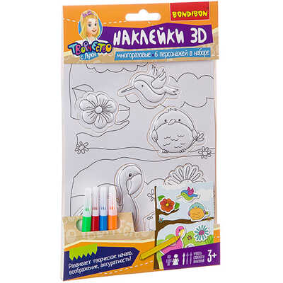 Набор для творчества  BONDIBON. Наклейки 3D  (Птички и цветы), производитель Bondibon (Бондибон), ISBN 489-5-13602-529-6№ 1