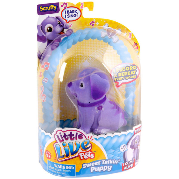 Интерактивный домашний питомец Little Live Pets Фиолетовый щенок, арт. Skraffi/ast28152 (28156, 28157, 28158, 28159, 28160, 28161), производитель Moose (Мауз), ISBN 063-0-99628-159-8, № 1