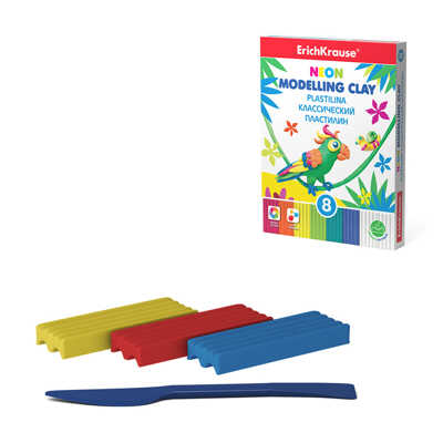 Классический пластилин Neon 6 цветов + 2 белых со стеком, 144г, арт. 53405, производитель ErichKrause® (Эрих Краузе), ISBN 460-2-54253-405-8№ 1
