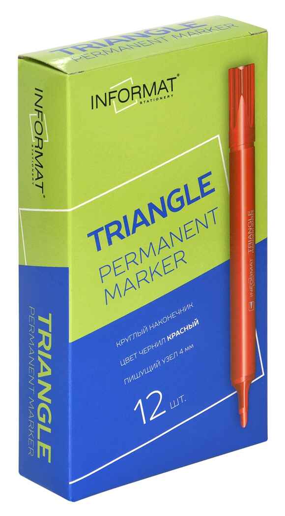 Маркер перманентный inФОРМАТ TRIANGLE 2,50 мм красный круглый, арт. PTR02R, производитель ФАРМ, ISBN 460-2-72302-756-0, № 10