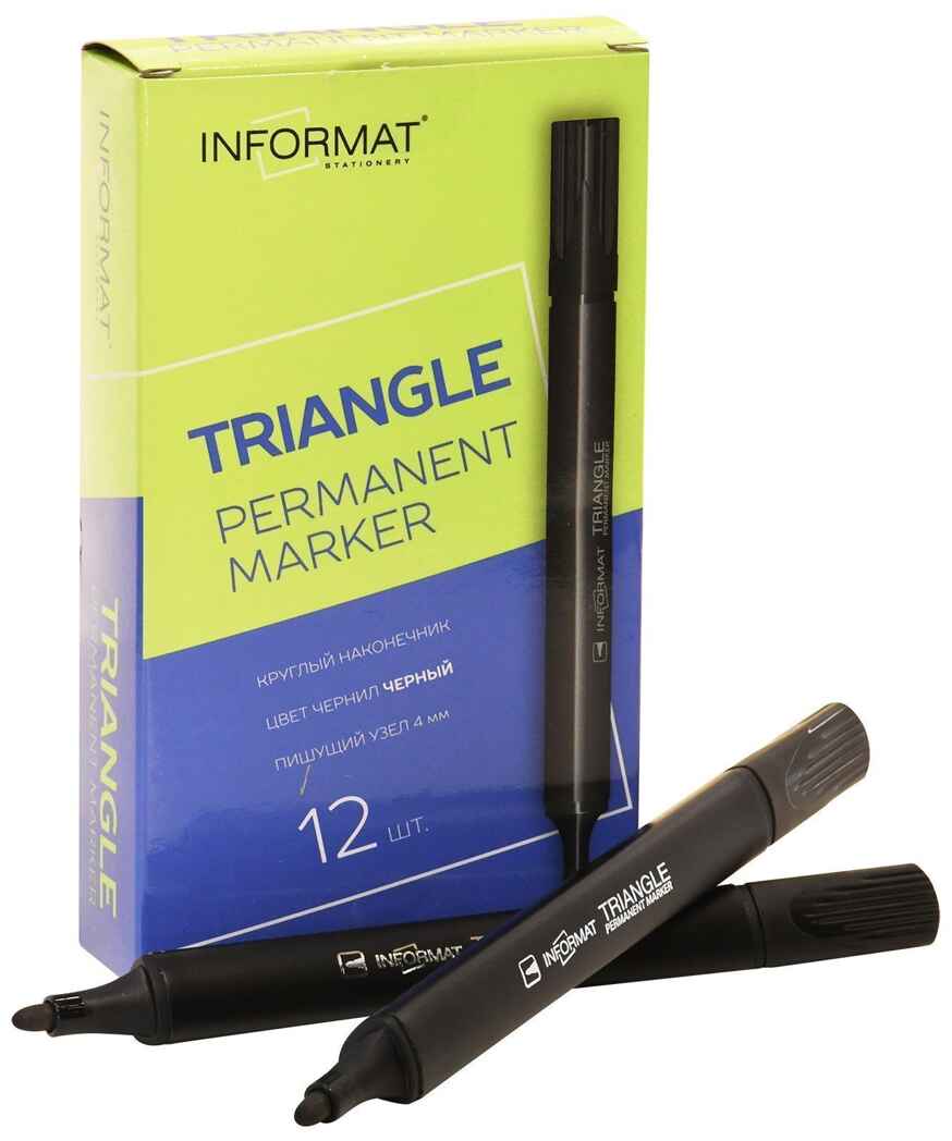Маркер перманентный inФОРМАТ TRIANGLE 2,50 мм черный круглый, арт. PTR02K, производитель ФАРМ, ISBN 460-2-72302-754-6, № 1