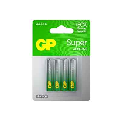 Батарейки GP Super AAA LR03 алкалин. 1,5 V 4 шт., арт. 24A-2CR4/GP 24AA21-2CRSBC440/160, производитель GP (ДжиПи), ISBN 489-1-19922-628-1№ 1