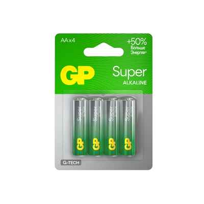Батарейки GP Super AA LR6 алкалин. 1,5 V 4 шт., арт. 15A-2CR4/GP 15AA21-2CRSBC440/320, производитель GP (ДжиПи), ISBN 489-1-19922-627-4№ 1