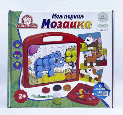 Игра Моя первая мозаика Животные, арт. 1171, производитель Татой, ISBN 460-4-66800-073-8№ 1