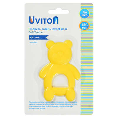 Прорезыватель Uviton силиконовый Bear желтый, производитель Uviton, ISBN 465-7-78025-257-8№ 2