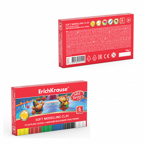Мягкий восковой пластилин ArtBerry® 6 цветов со стеком, 78г , арт. 53414, производитель ErichKrause® (Эрих Краузе), ISBN 465-0-18453-414-1, № 4