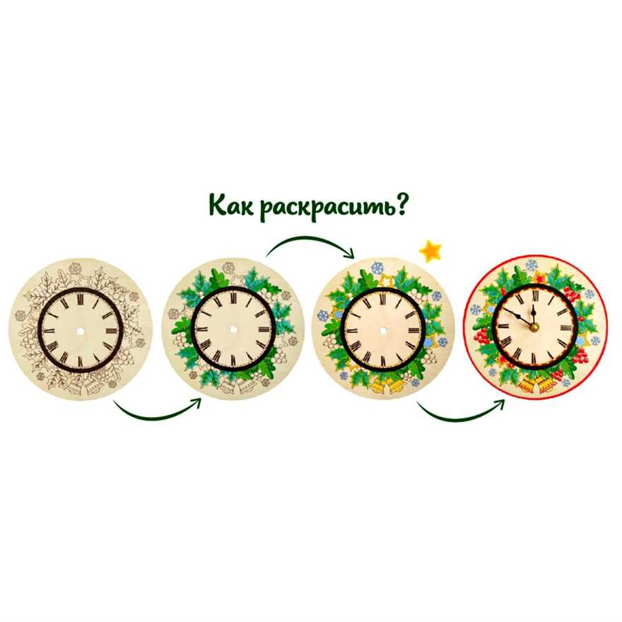 Сувенирный набор для творчества Часы-раскраска.Новогодний, арт. cl-2, производитель BUMBARAM (БУМБАРАМ), ISBN 462-0-03915-131-1, № 3