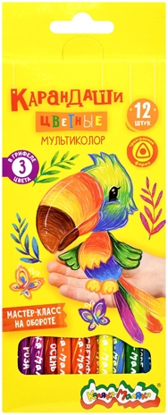 Набор цветных карандашей Каляка-Маляка МУЛЬТИКОЛОР с многоцветным грифелем 12 цв. трехгран. корп. дерев. карт.уп. принт на корпусе супермяг, арт. КЦМКМ12, производитель ФАРМ, ISBN 460-2-72314-554-7№ 5