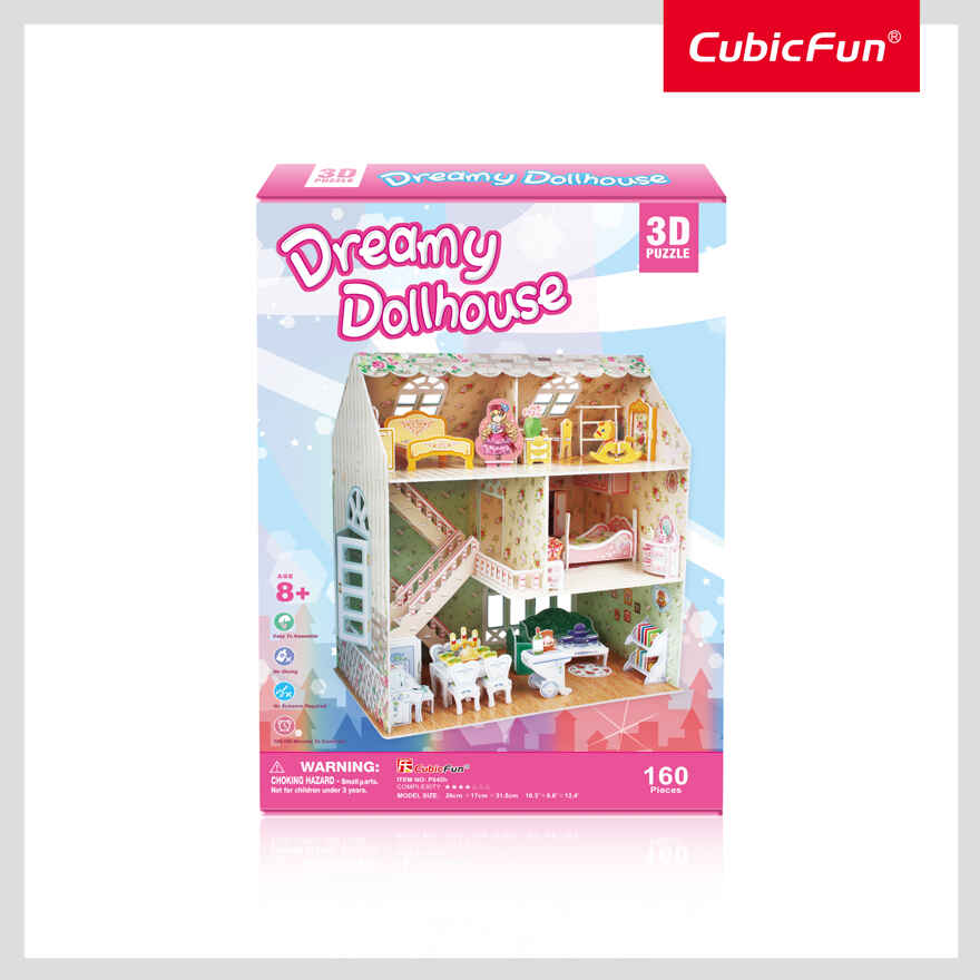 3D пазл Домик для куклы, 160 деталей, арт. P645h, производитель Cubicfun, ISBN 694-4-58820-645-1, № 2