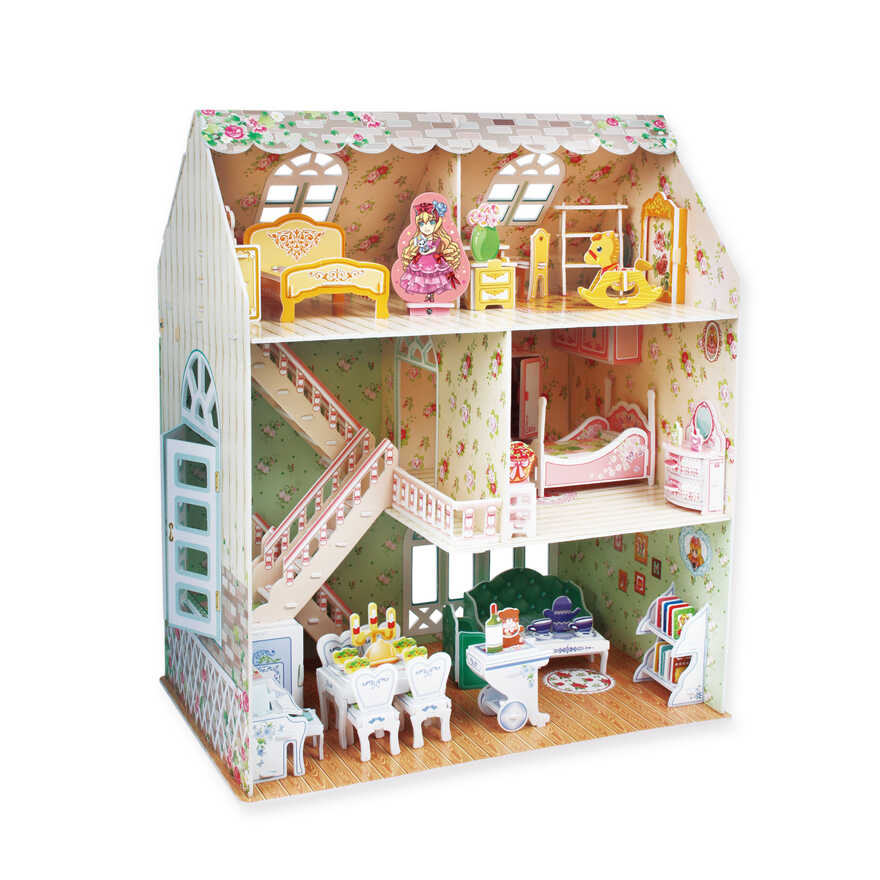 3D пазл Домик для куклы, 160 деталей, арт. P645h, производитель Cubicfun, ISBN 694-4-58820-645-1, № 1