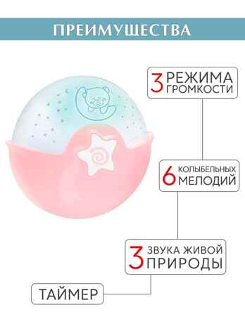 Ночник-проектор (розовый), арт. 4908, производитель Infantino (Инфантино), ISBN 302-1-10504-908-1№ 2