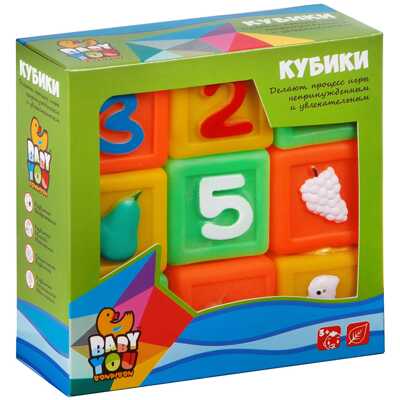 Игровой набор для купания Bondibon Кубики Цифры, Фрукты, Животные. 9 шт., арт. ВВ2001, производитель Bondibon (Бондибон), ISBN 489-5-13601-887-8№ 1